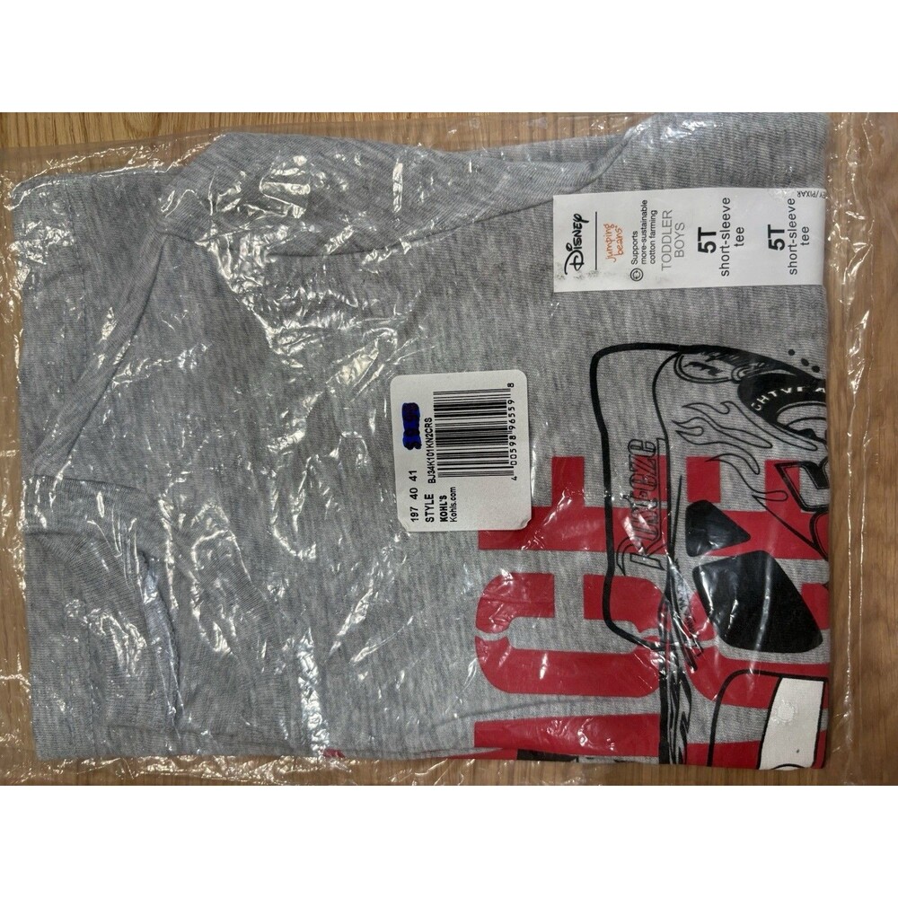 Disney Cars Lightning McQueen Toddler Boys 5T Gray Short Sleeve T-Shirt New